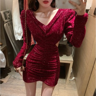 Đầm Bling Bling Cut Out Cổ V