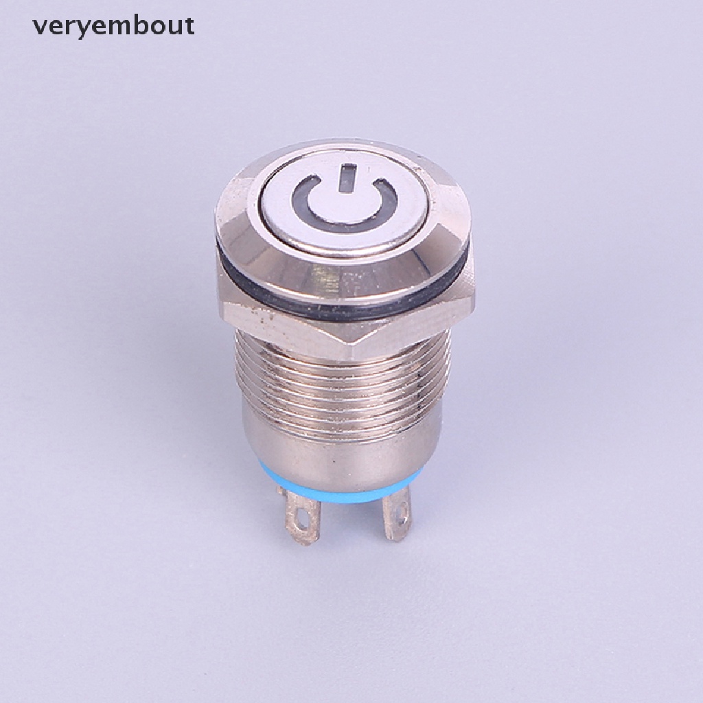 Nút Công Tắc Nhấn Đèn LED Bằng Kim Loại Màu Đen Chống Nước 12mm 12V