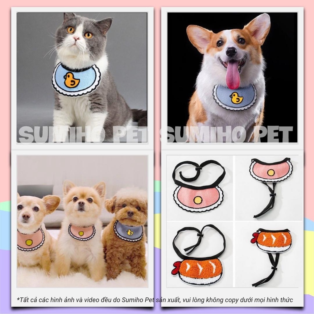 Khăn yếm ngộ nghĩnh cho chó mèo (nhiều mẫu) vòng cổ 28-64cm