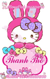 Decan dán tường bảng tên kitty thỏ