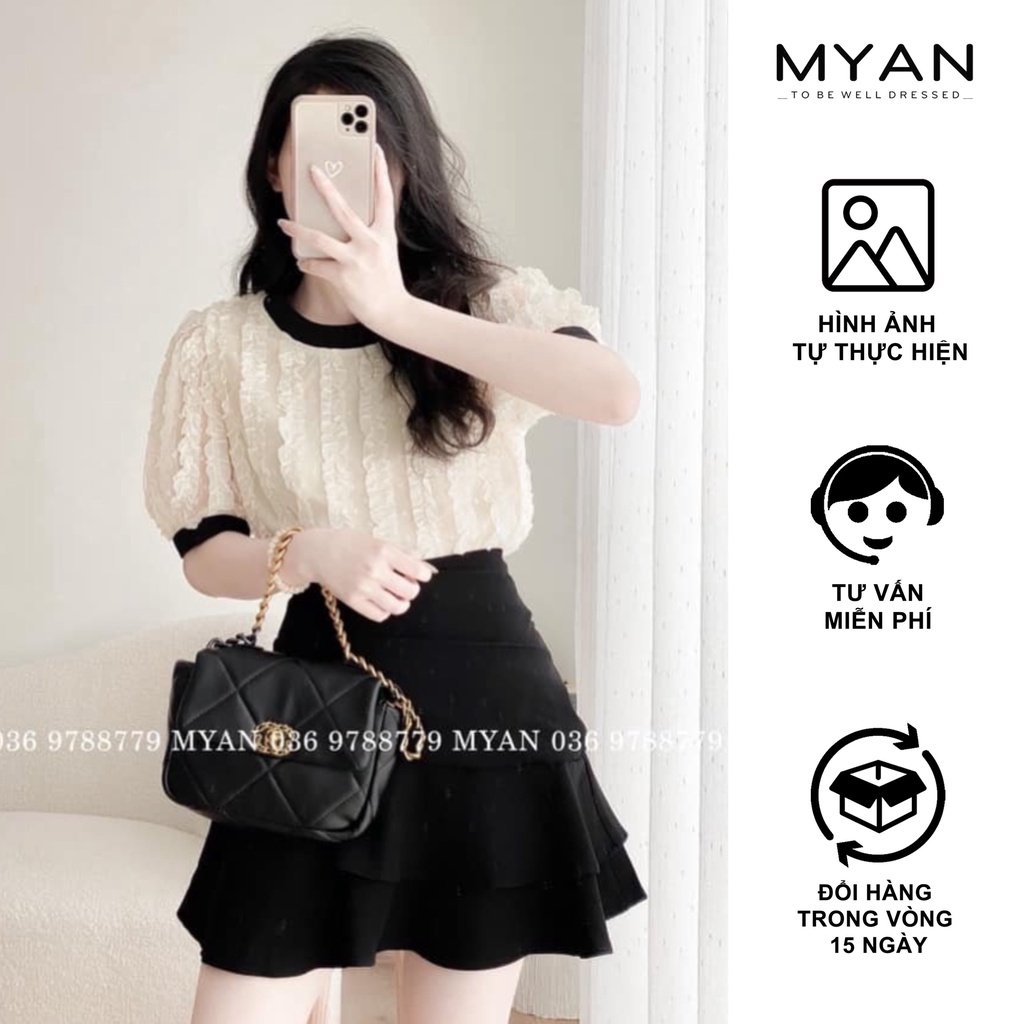 Chân Váy Xòe 2 Tầng Dáng Ngắn (Có Quần) MYAN (Trắng, Nâu, Be, Xanh, Hồng) - VVN062111