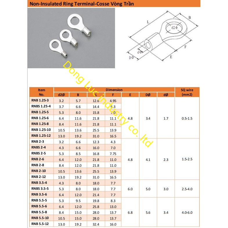 Đầu cos tròn trần 10cái 💥VIP💥cốt khuyên, cosse khoen chữ O nối dây điện bằng đồng 14mm, 16mm, 38mm RNB14-6/ 22-10/ 38-10