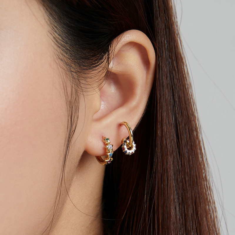 1 Khuyên tai Bamoer SCE1148 bằng bạc 925 màu vàng không gây dị ứng thời trang quà tặng cho nữ và bạn gái