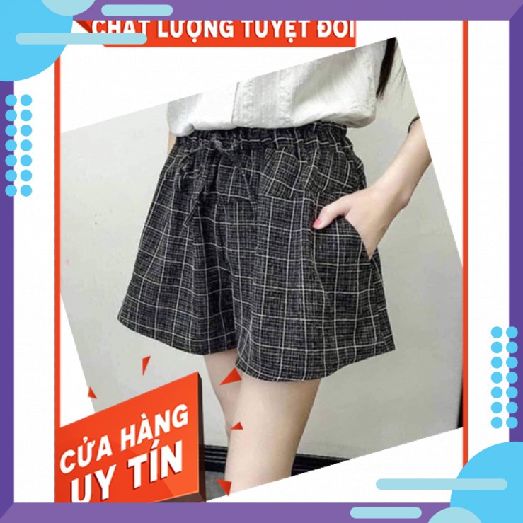 Quần Short Nữ Kẻ Karo Thắt Nơ Chất Vải Đẹp Mềm Mịn Thoáng Mát