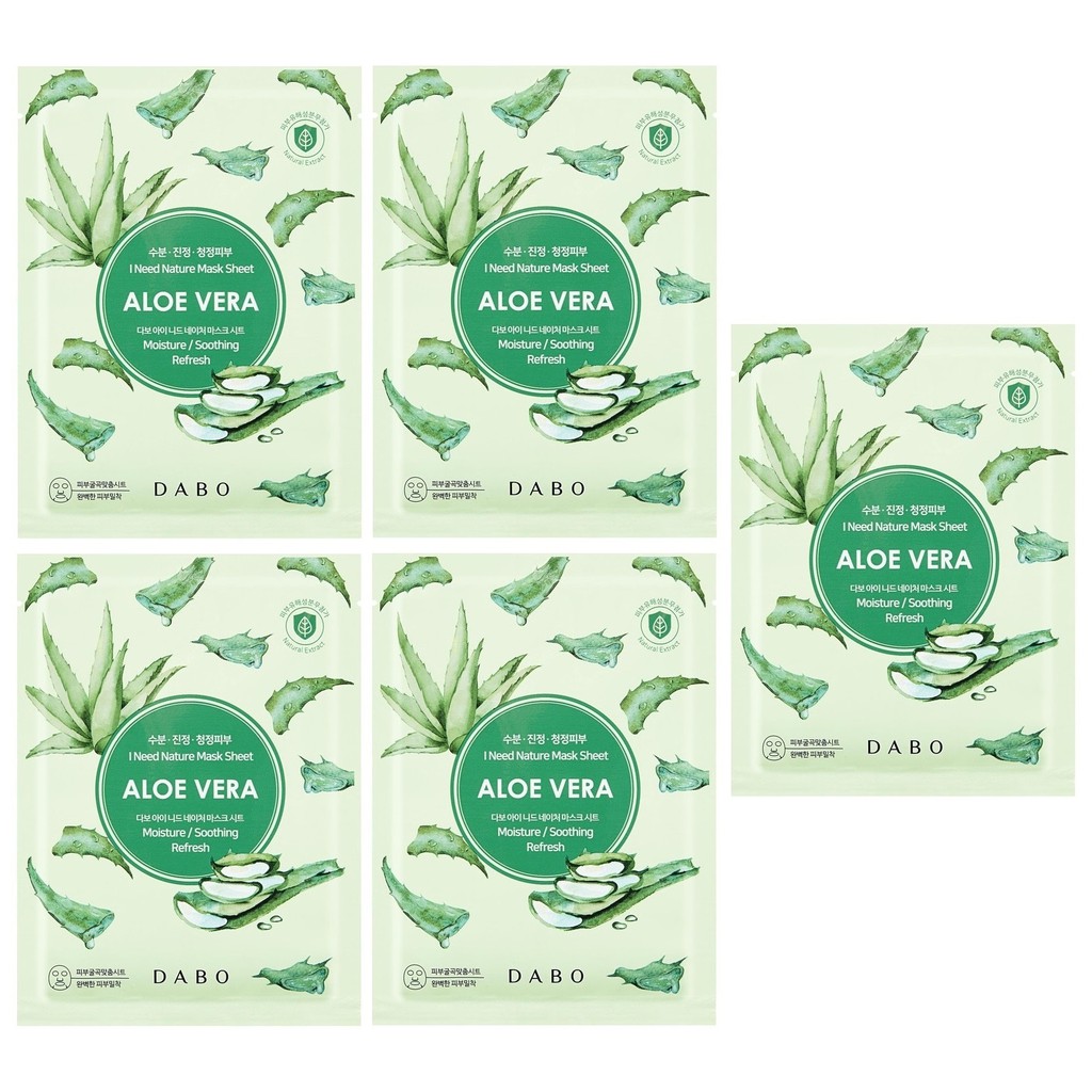 Bộ 5 Chiếc Mặt Nạ Lô Hội  Trắng Da Dabo I Need Nature Hàn quốc cao cấp 23ml/ chiếc- Hàng Chính Hãng
