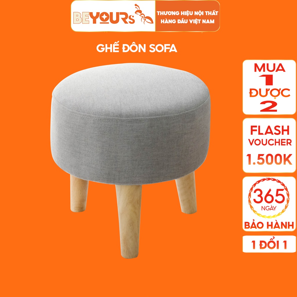 Ghế Đôn Sofa Nệm BEYOURs Tròn Chân Gỗ - Nội Thất Phòng Khách, Phòng Làm Việc