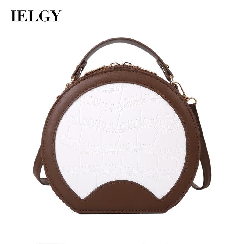 Túi đeo chéo IELGY hình tròn khóa kéo tùy chọn màu sắc đơn giản cho nữ