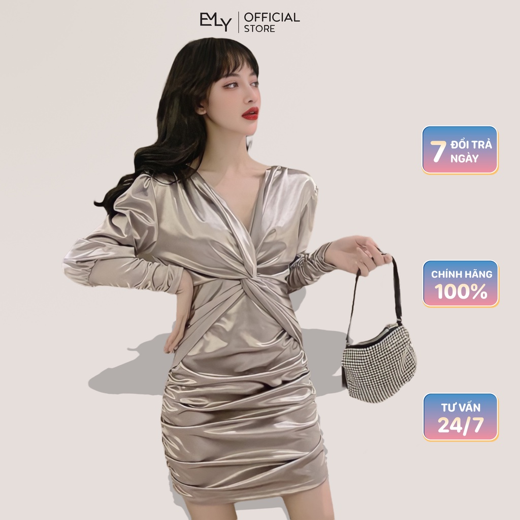 Đầm nữ dáng ôm Emilyshop tay dài quyến rũ sang trọng