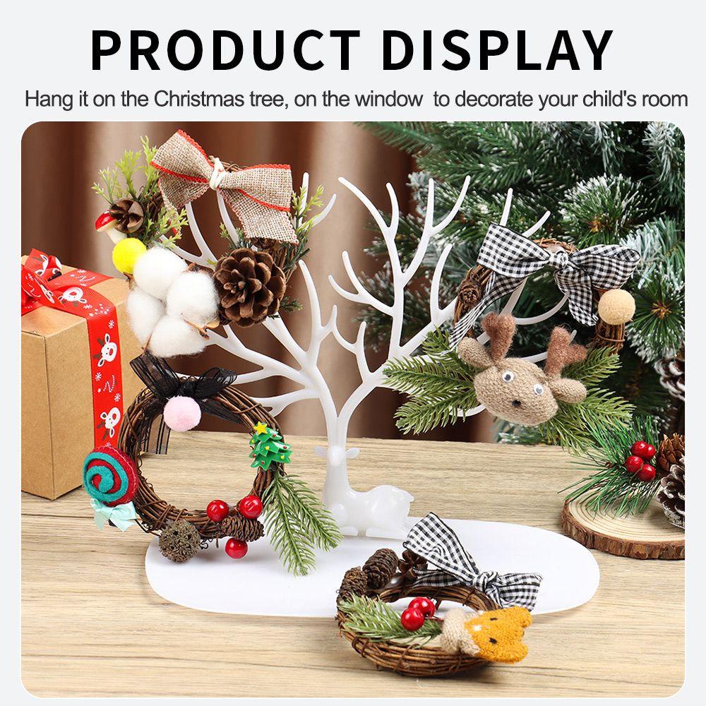 PINEVN Khung Treo Trang Trí Giáng Sinh 10cm Bằng Mây Đan Hình Tròn / Ngôi Sao / Hoa