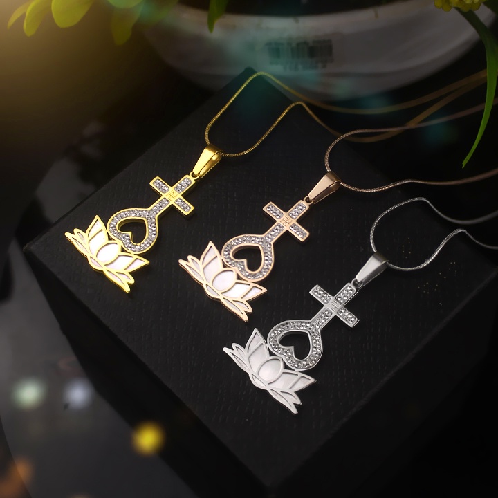 Dây chuyền Thiên Tâm cao cấp đế hoa sen đính full đá, cẩm xà cừ siêu đẹp, bền màu -Đem lại bình an may mắn cho người đeo