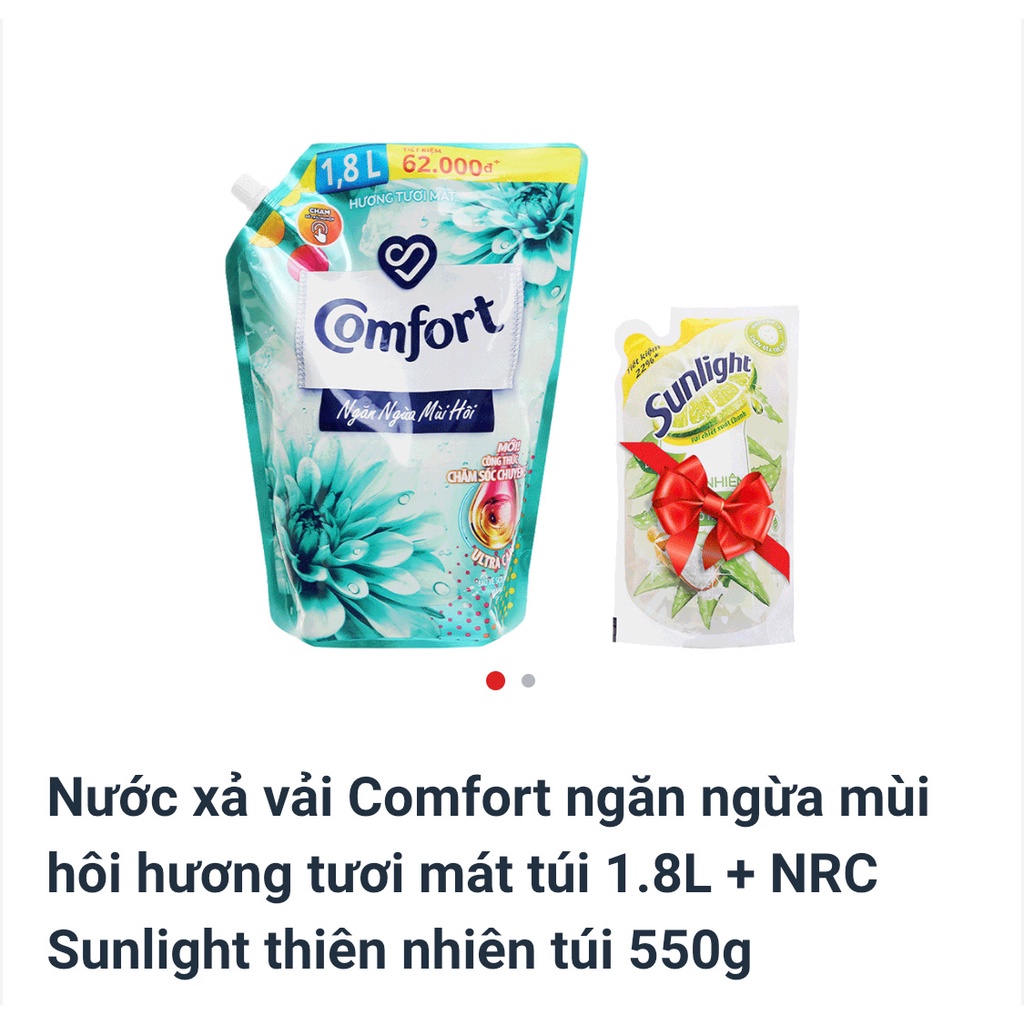 [KM nước rửa chén Sunsilk 550g] Nước xả làm mềm vải Comfort ngăn ngừa mùi hôi Hương tươi mát 1,8L
