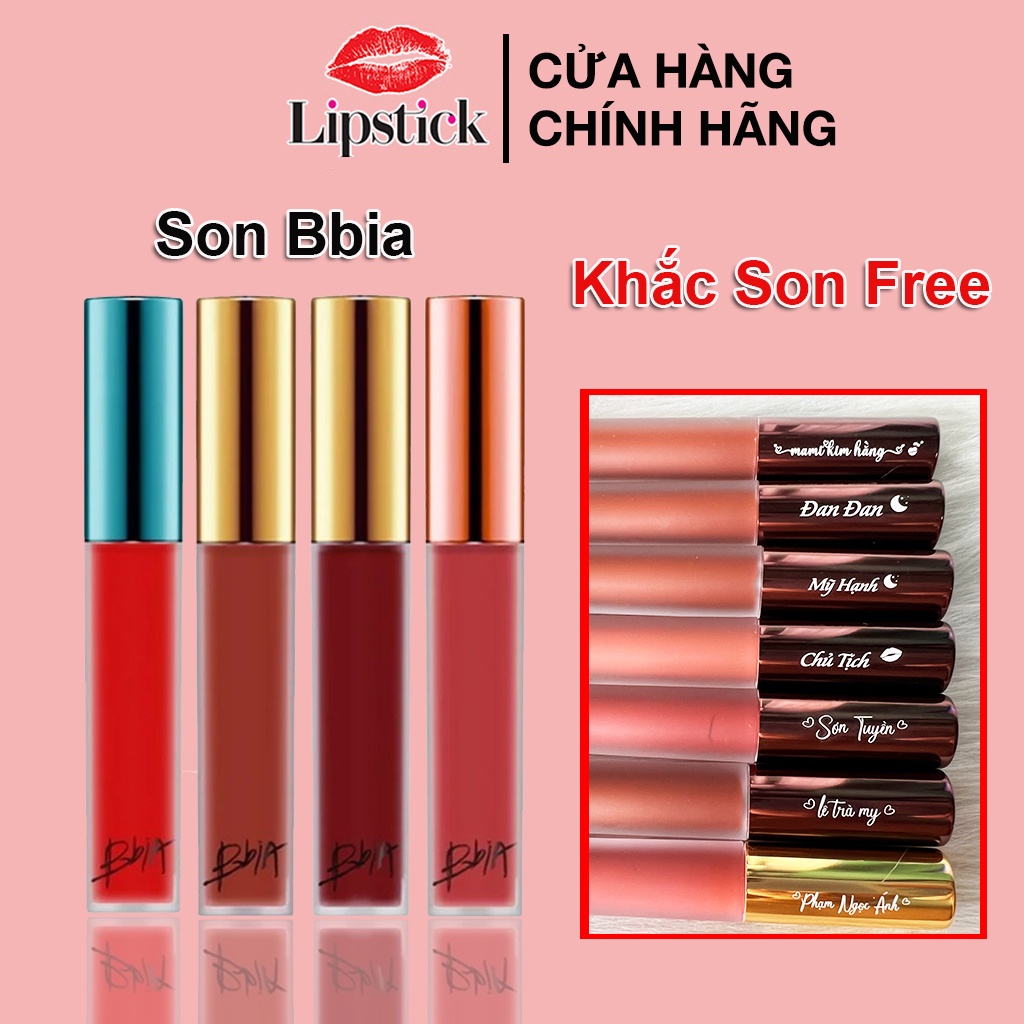Son Kem Lì Bbia Last Velvet Lip Tint Asia Edition , khắc son bbia miễn phí Lipstick