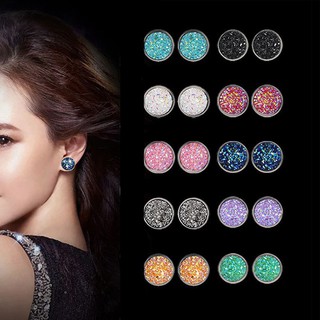 Bông tai inox hình tròn đính đá trang nhã sang trọng