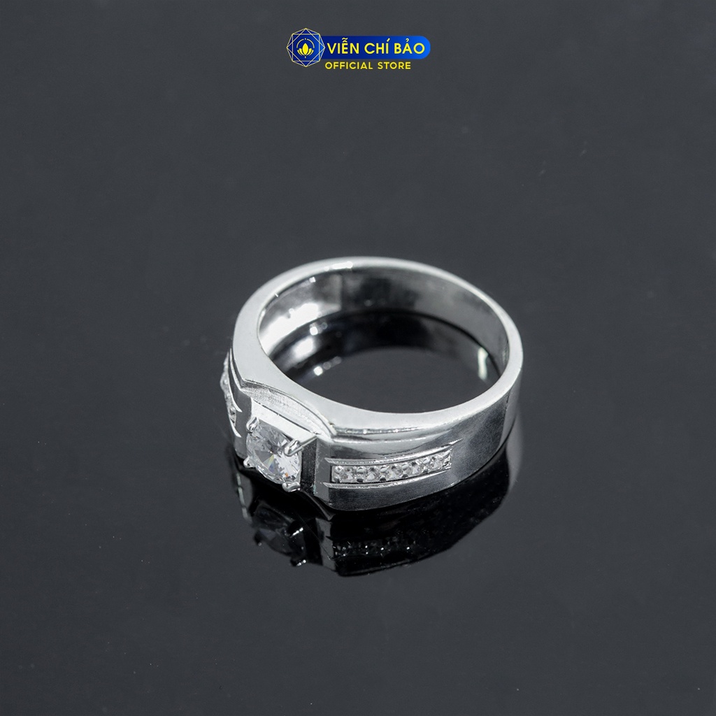 Nhẫn bạc nam đính đá trắng chất liệu bạc S925 thời trang phụ kiện trang sức Viễn Chí Bảo N300004