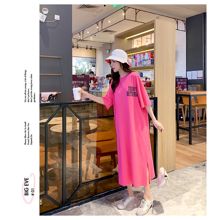 Đầm suông xẻ tà Tira House váy suông dáng dài họa tiết Recious