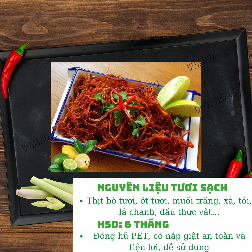 Khô bò lá chanh sợi dài BUKINO hộp 200gr, đồ ăn vặt khô bò thơm ngon an toàn vệ sinh thực phẩm Hà Nội, ship hỏa tốc