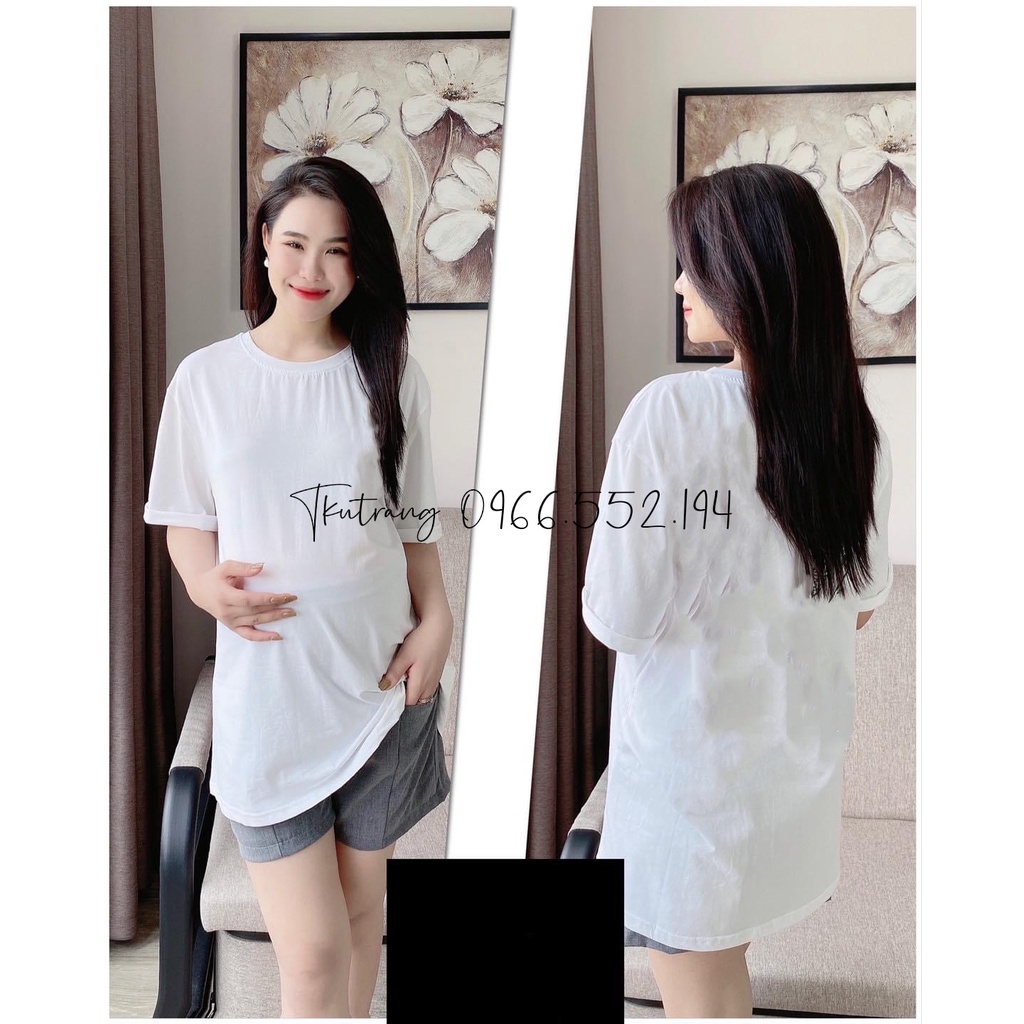 Áo bầu thun cotton siêu mềm đẹp và mát, HÀNG CHUẨN, dáng tay rơi trẻ trung phom rộng mặc tới bầu to - SBA175