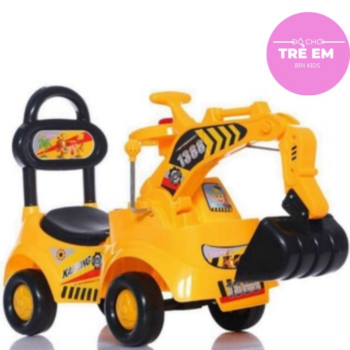 Xe cẩu máy xúc chòi chân có nhạc 2 trong 1 cho bé