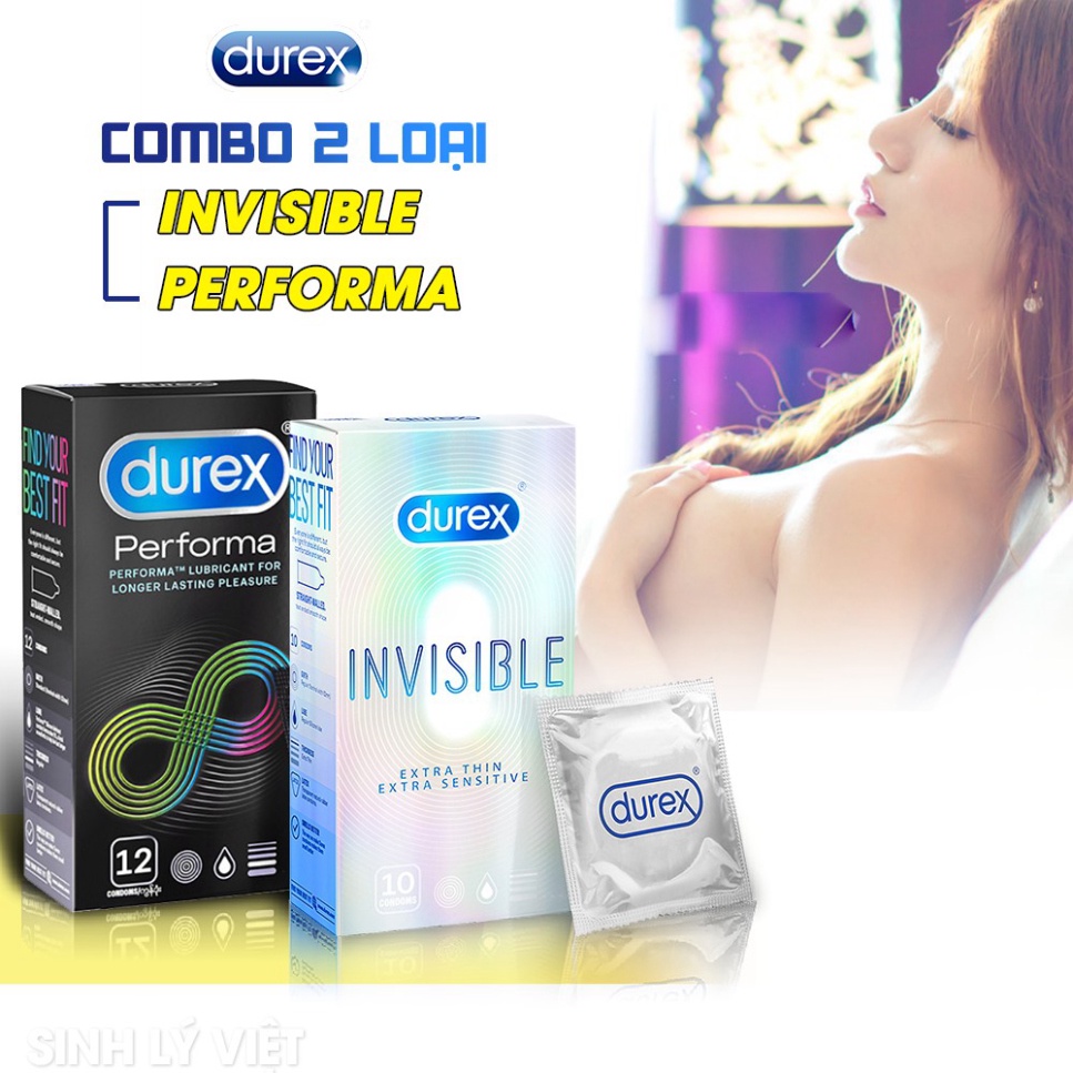 [Combo 2 Hộp] Bao Cao Su Durex Performa  và Durex Invisible Siêu Mỏng được nhiều Quý ông yêu thích.