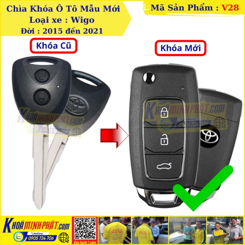 Làm chìa khóa xe Toyota Wigo mẫu V28