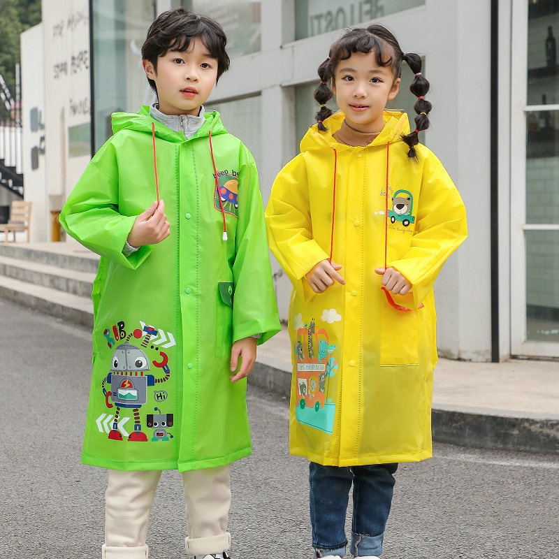 Áo Mưa Có Mũ Trùm Đầu 105-160cm Phù Hợp Cho Trẻ Em Đi Học / Đi Bộ Đường Dài