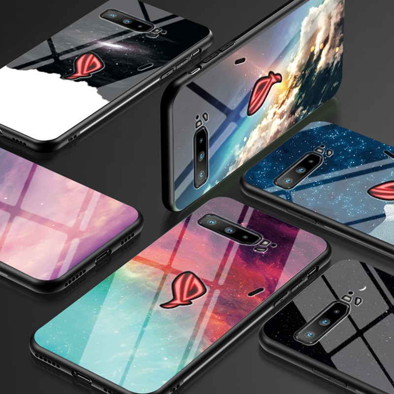 Ốp điện thoại kính cường lực màu sắc cho asus rog 3 strix 5 pro rog phone ii 2 zs660kl zs661ks rog2 rog3 rog5