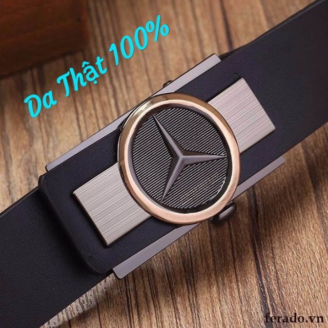 Thắt lưng nam da bò thật Dây nịt nam Mercedes cao cấp da bò thật 100%