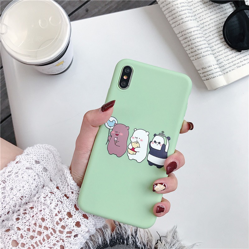Ốp điện thoại TPU in hình gấu cho Iphone 6 6s 7 8 plus X Xs MAX XR