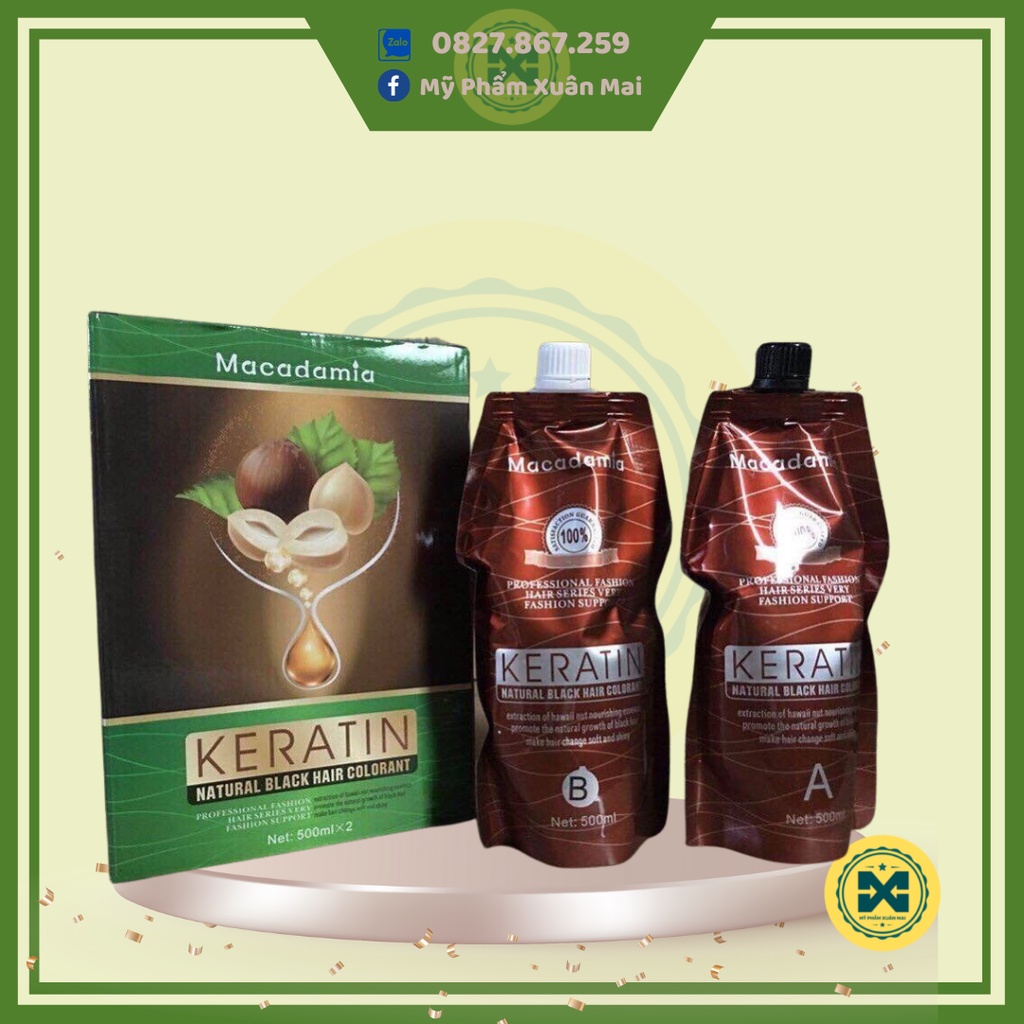 Nhuộm đen keratin tinh chất từ trái Macadamia chuyên gia phủ tóc bạc