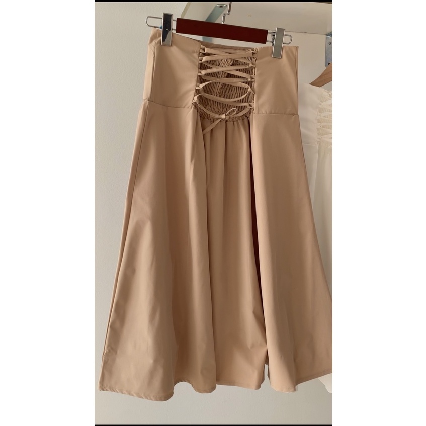 Chân váy cạp cao eo chun sau chiết eo sang trọng phong cách Pháp cổ điển hàng Quảng Châu - CRABE FASHION