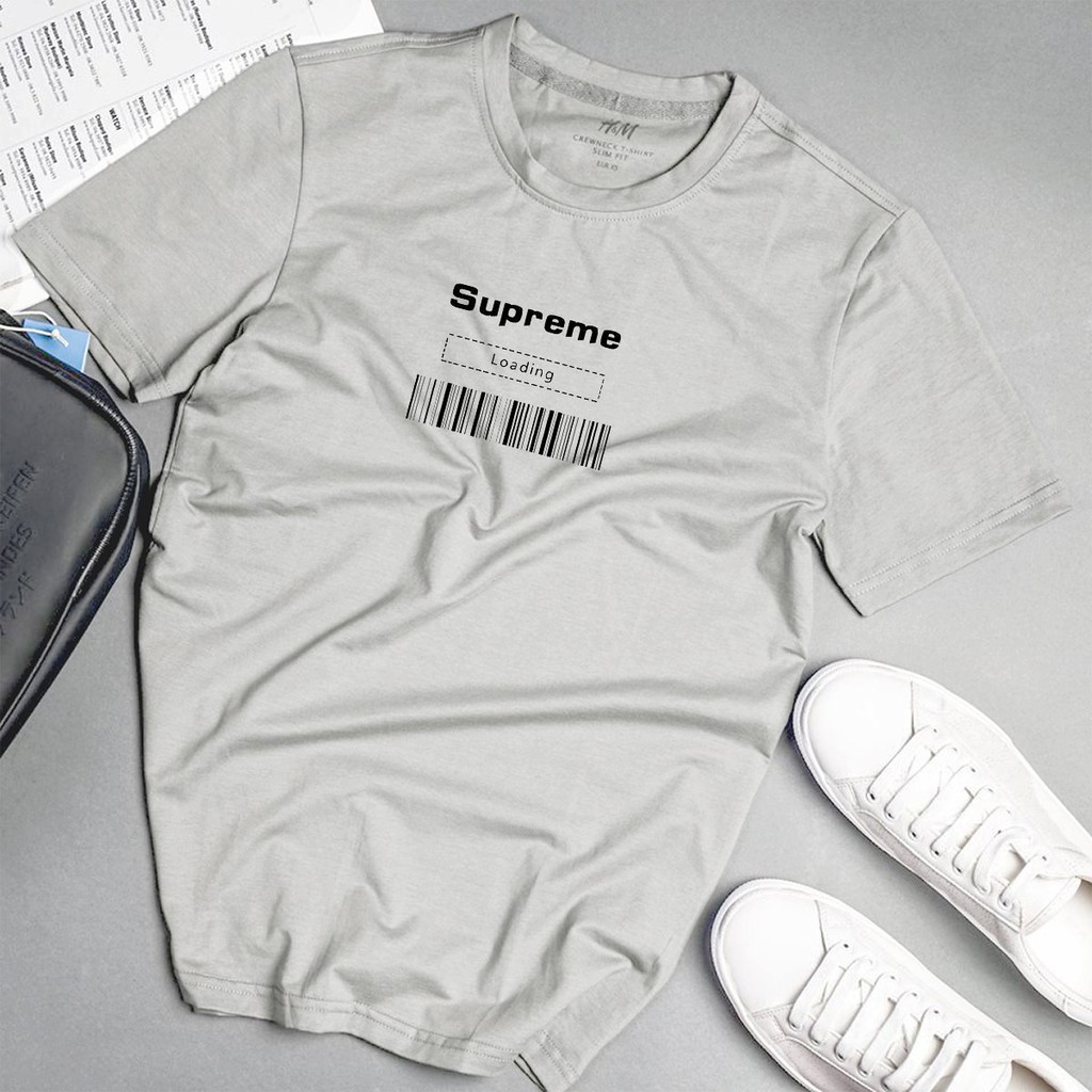 Áo phông nam mã vạch phong cách unisex màu xám