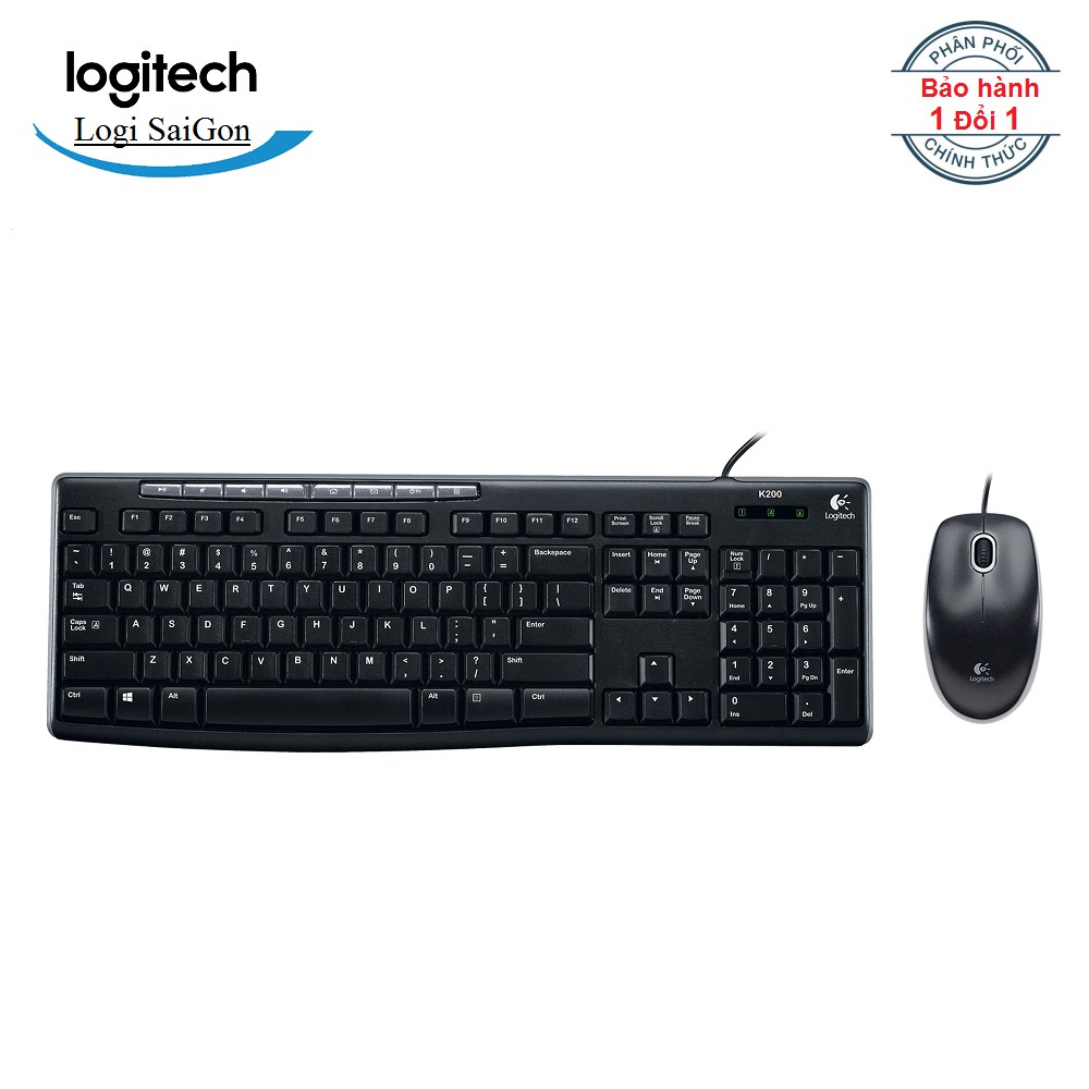 Bộ bàn phím và chuột có dây Logitech MK200