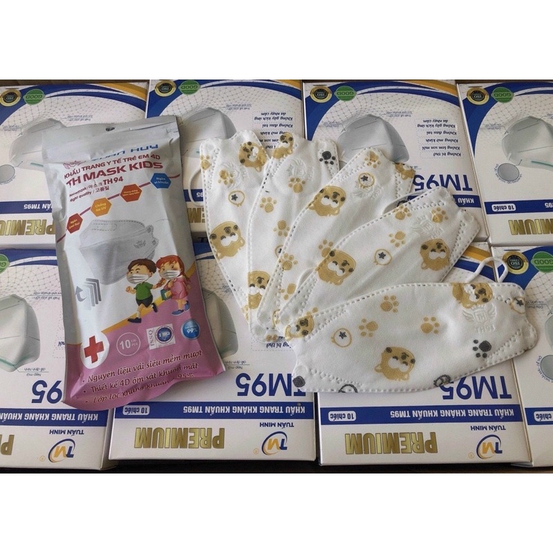 Túi 10 Cái Khẩu Trang Cho Bé 4D KF94 Hoạ Tiết Bé từ (3-15 tuổi)