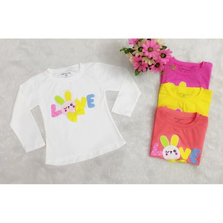 Áo thun cotton thỏ Love cho bé gái, Còn 1 size duy nhất màu hồng đào cho bé 2-3 tuổi (12-13kg)
