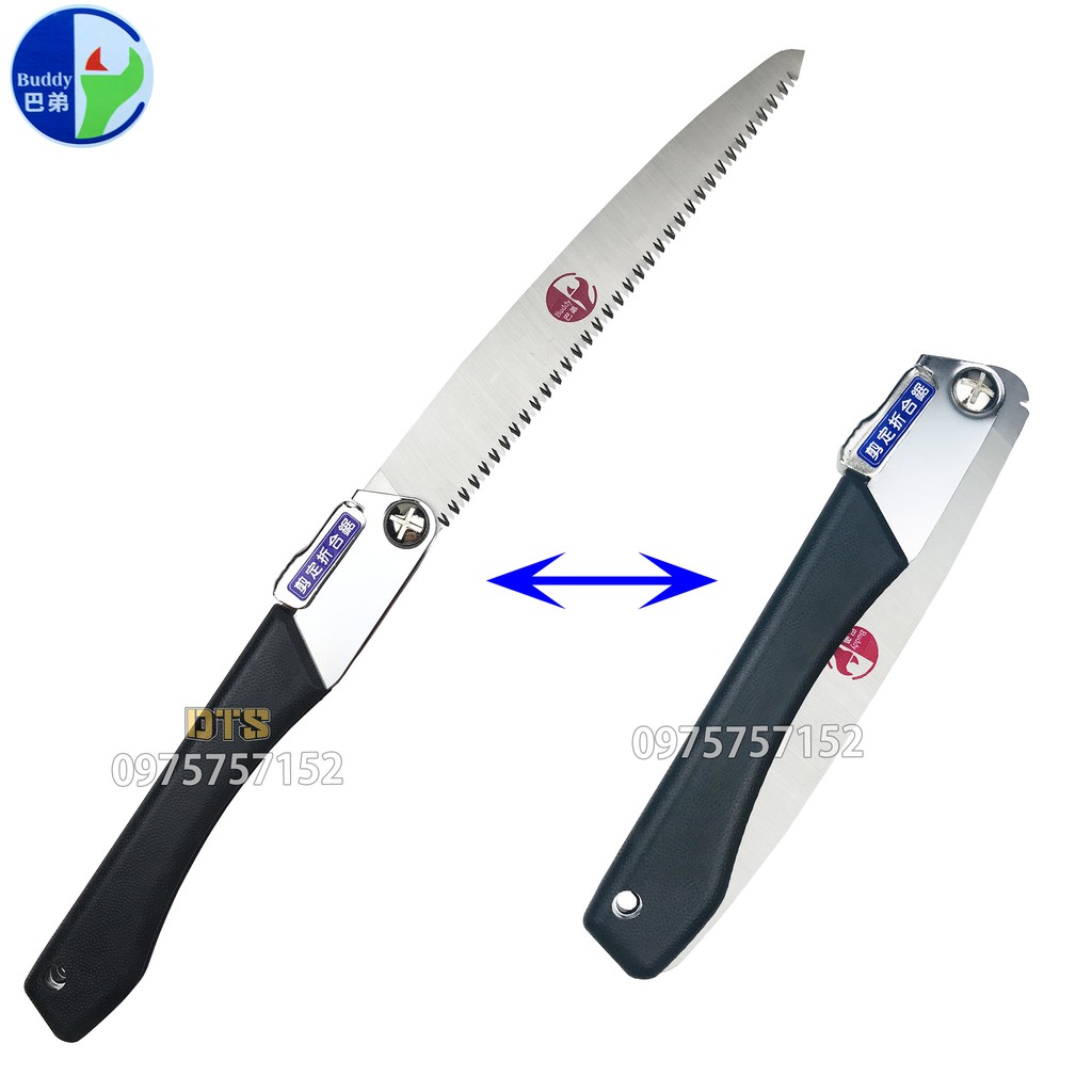 Cưa gỗ cầm tay đa năng Nhật Bản Buddy lưỡi dài 240mm, cưa cành cán xếp, cưa gấp gọn an toàn lưỡi dạng 3D tăng độ sắc bén