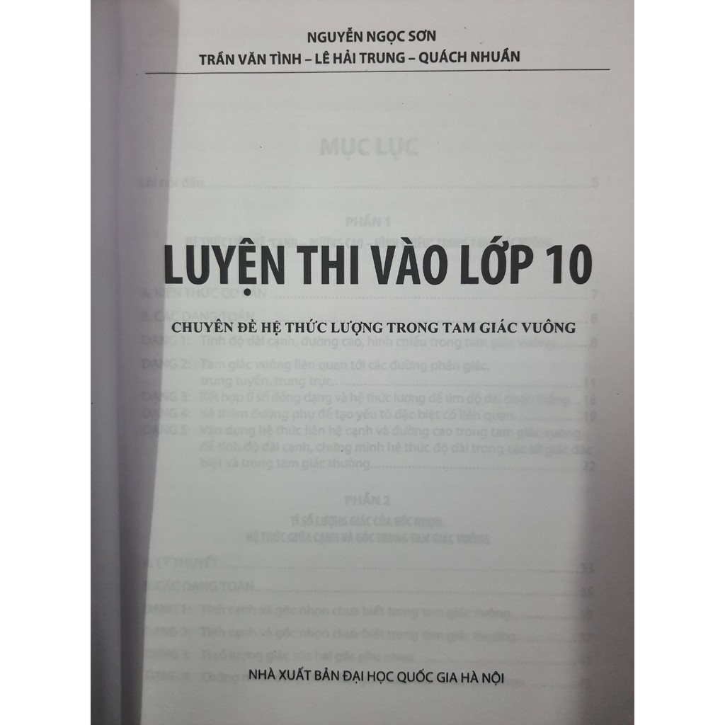 Sách - Luyện thi vào lớp 10 môn Toán chuyên đề Hệ Thức Lượng Trong Tam Giác Vuông