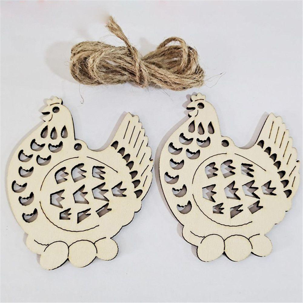 Set 10 Phụ Kiện Treo Trang Trí Bằng Gỗ Hình Thỏ Phục Sinh