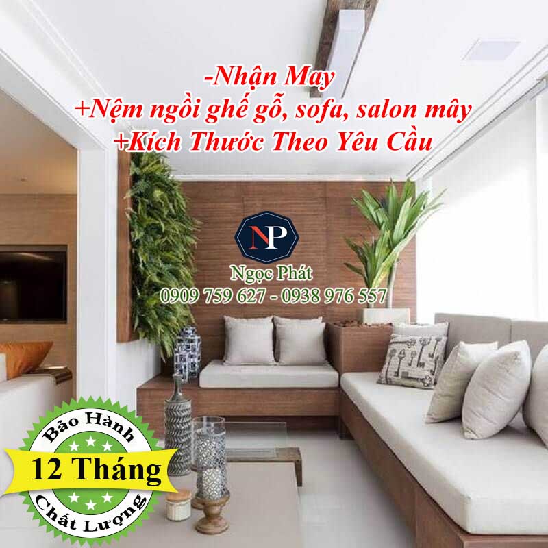 Nệm Ngồi Ghế Gỗ, Salon Mây TIDUS 50x50x10cm - Nhận May Nệm Sofa Theo Yêu Cầu NGỌC PHÁT
