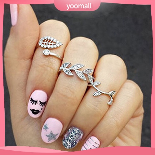 Set 3 Nhẫn Đeo Khớp Ngón Tay Nhiều Kiểu Thời Trang Cho Nữ