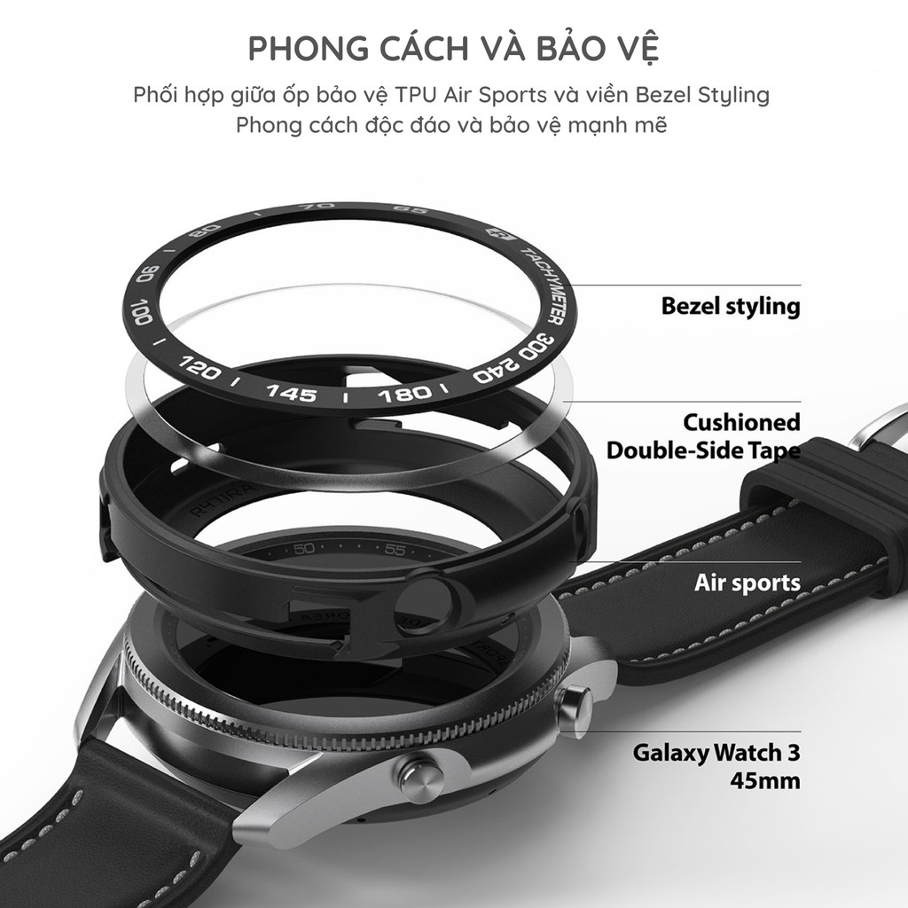 Combo ốp AirSports + viền Bezel cho Galaxy Watch 3 ( 41mm / 45mm ) - Hãng Ringke