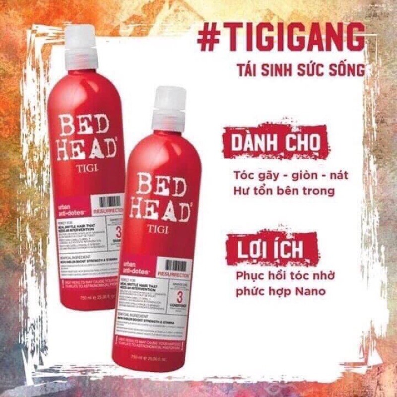 Cặp Dầu Gội TiGi 750ml Phục Hồi Tóc Khô, Xơ, Hư Tổn