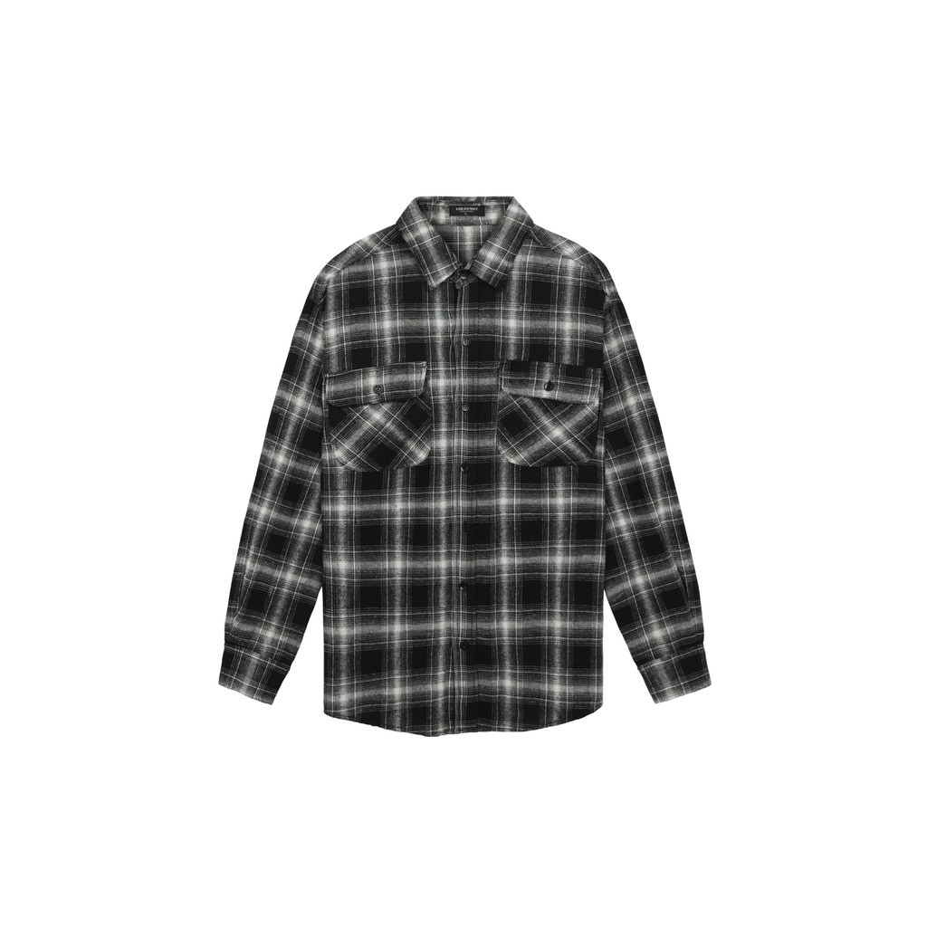 Áo Sơ Mi Flannel Màu Xám Sọc Trắng