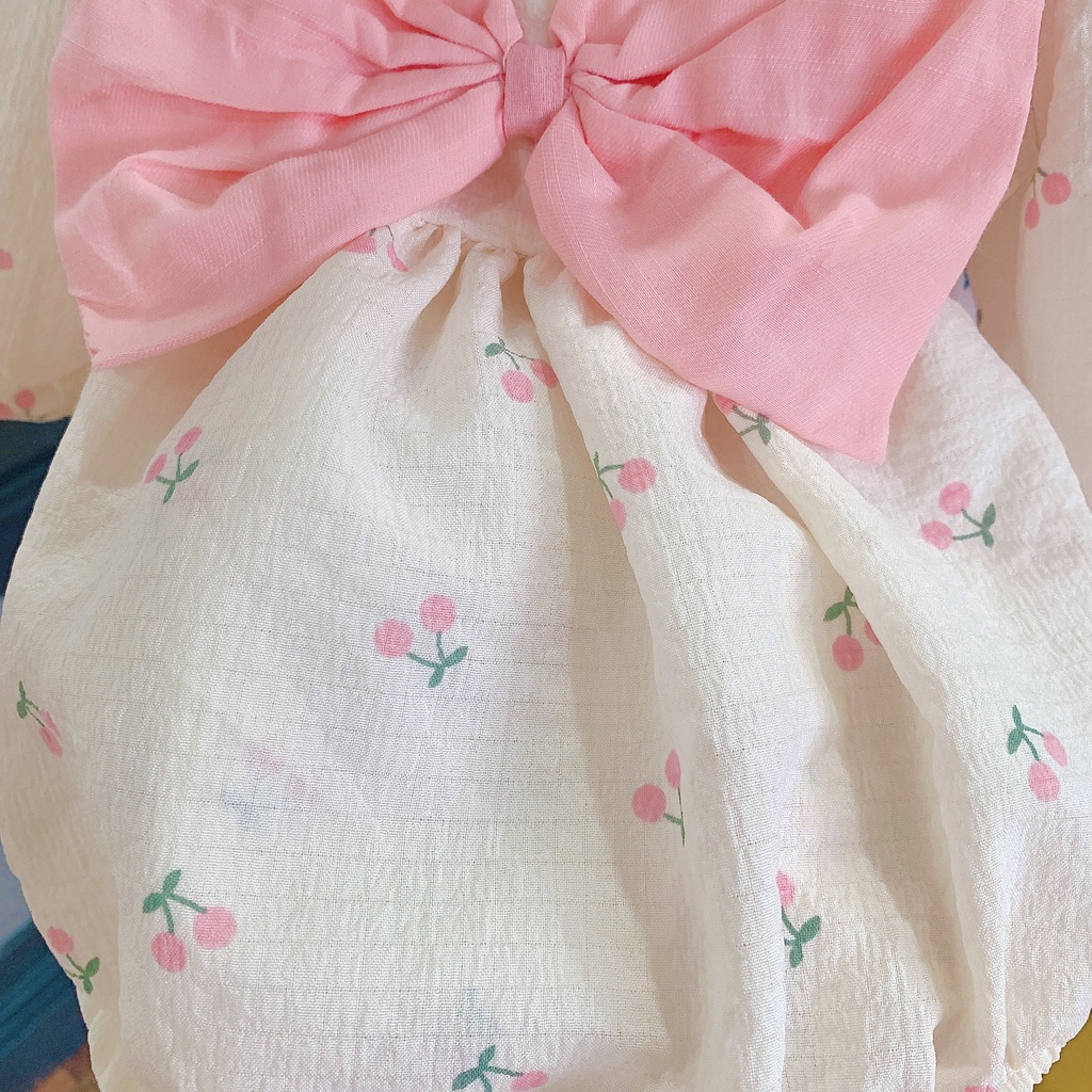 Bodysuit cho bé cherry đỏ đính nơ to