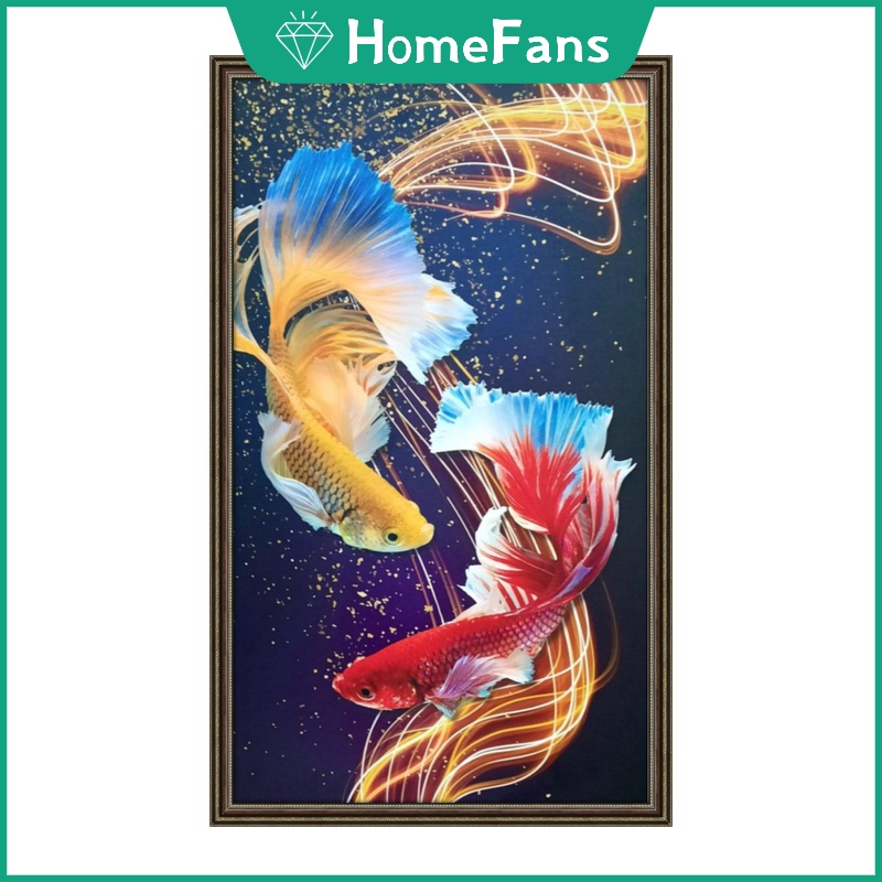 Bộ Tranh Đính Đá 5D Tự Làm Hình Cá Koi May Mắn 60x100cm