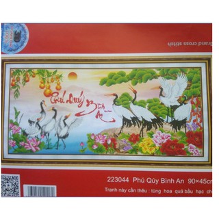 Tranh thêu chữ thập,Phú Quý Bình An,223044,90x45cm chưa thêu