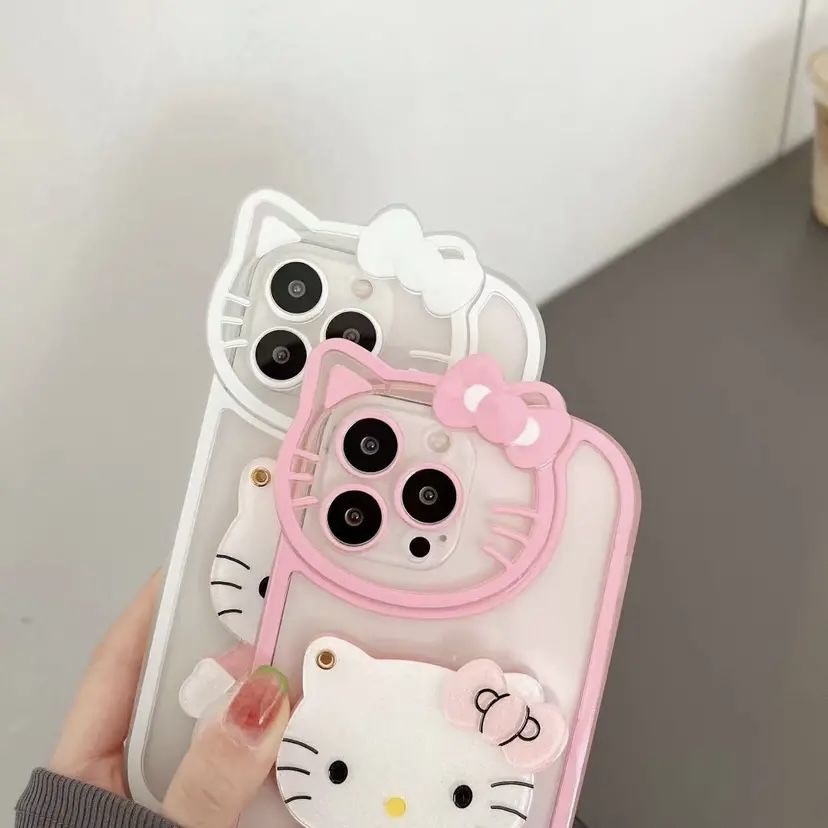 Ốp Điện Thoại Mềm Chống Sốc Có Gương Hình Hello Kitty Cho iPhone 13 Pro max 13Pro 13 12Pro max 12 Pro 11 Pro max 11 XS XR XSMAX