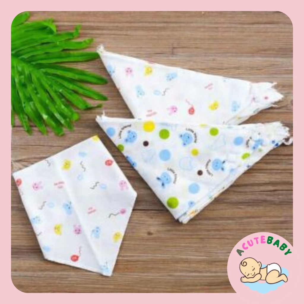 Khăn Yếm Tam Giác Cotton 2 Lớp Cúc Bấm (Dùng Giữ Ấm Cổ, Uống Sữa, Ăn Dặm)