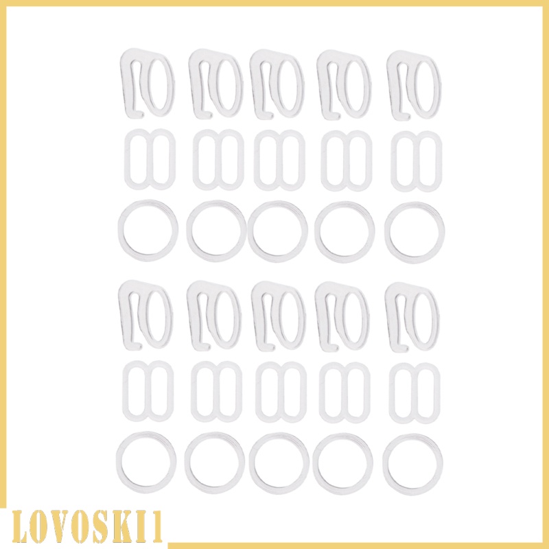 [LOVOSKI1]10 Sets White Bra Strap Slider/Hook/O Ring Fig 8 9 0 Lingerie Adjuster Craft