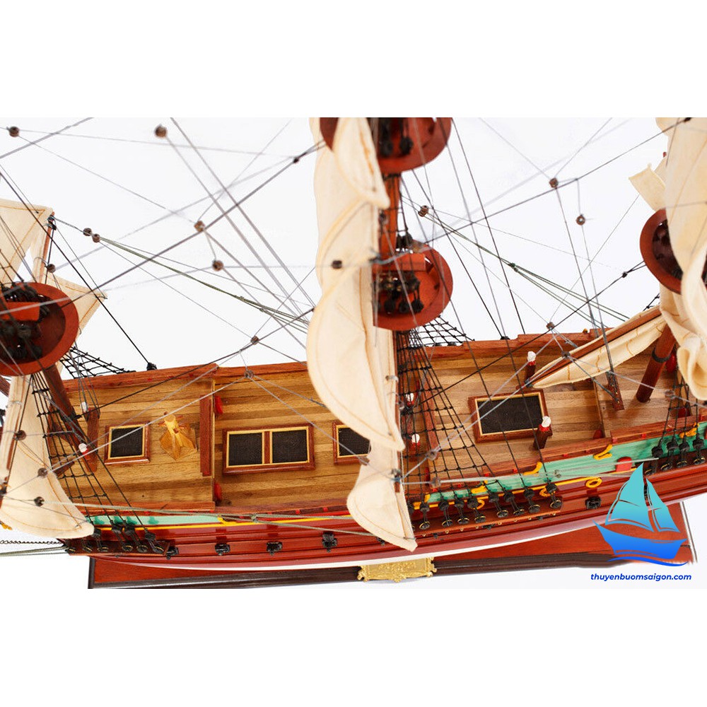 Thuyền buồm trang trí Batavia dài 90cm gỗ tự nhiên , mô hình thuyền gỗ, quà tặng khách hàng đối tác