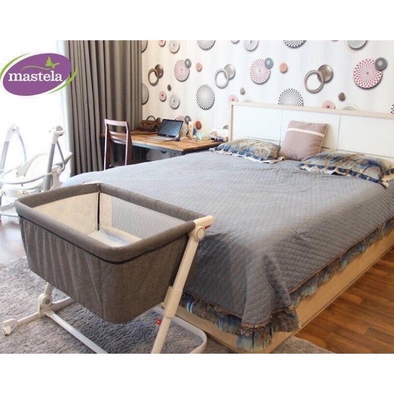 Nôi cũi ghép chung giường bố mẹ, có thể gập gọn và nâng hạ độ cao Mastela PL506 (cũi ngủ kề giường)